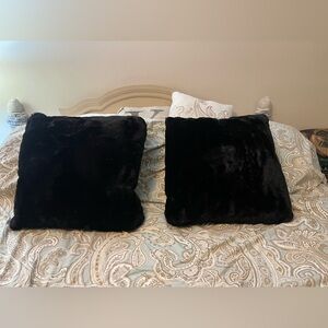 Black Faux Fur Throw Pillows